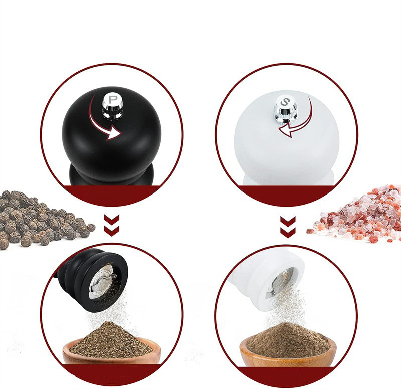 Molinillo de pimienta de madera blanco y negro molinillo de pimienta amoladora de núcleo de cerámica cocina condimento botella