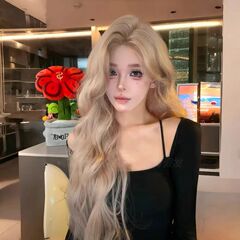 女长卷发前额蕾丝精修时尚奶油米金原韩版创蛋蛋卷全头套假发卷发