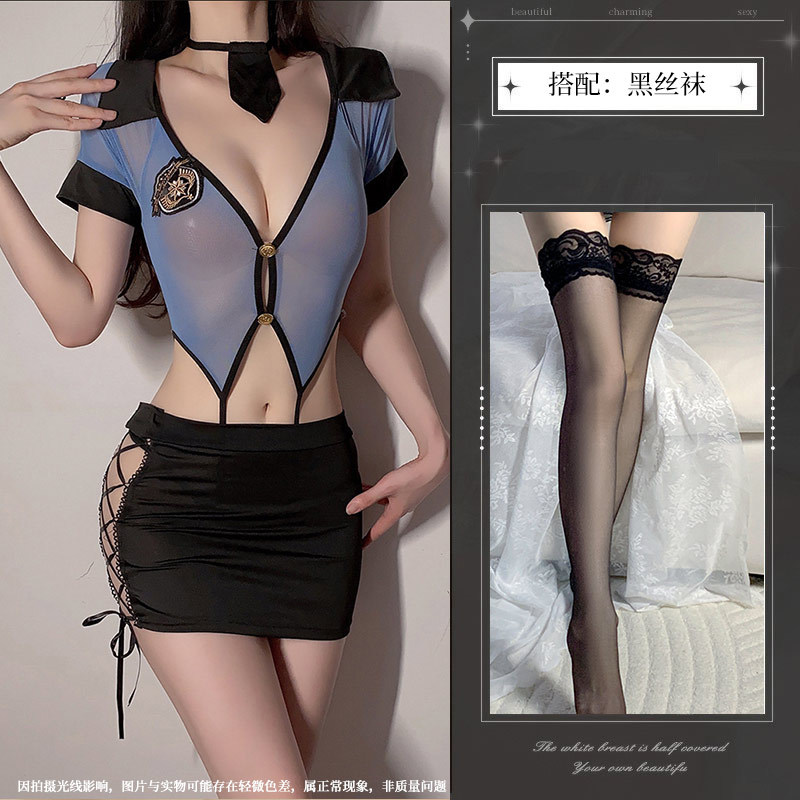 블루 + 블랙 스타킹