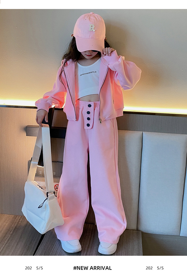 Jenter vår 2024 ny koreansk utgave barnemote hettegenser i to deler med en stor og vestlig stil_voghion.com