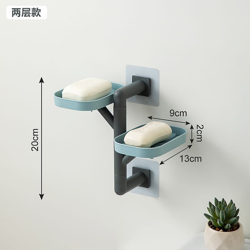 Caja de jabón colgada en la pared para inodoro giratorio drenaje de agua sin perforación de perforación de jabon multicapa colgada en la pared