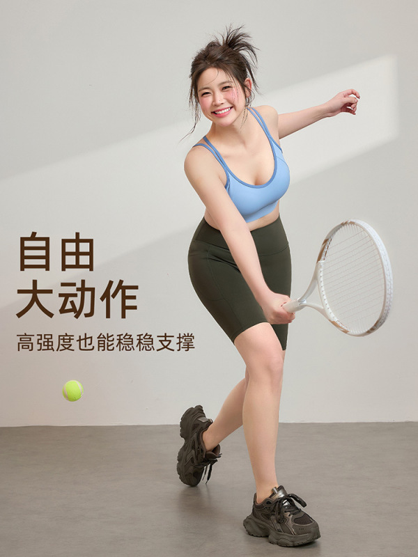 防震文胸运动短裤女夏季透气速干大码胖妹妹户外跑步健身瑜伽套装|undefined