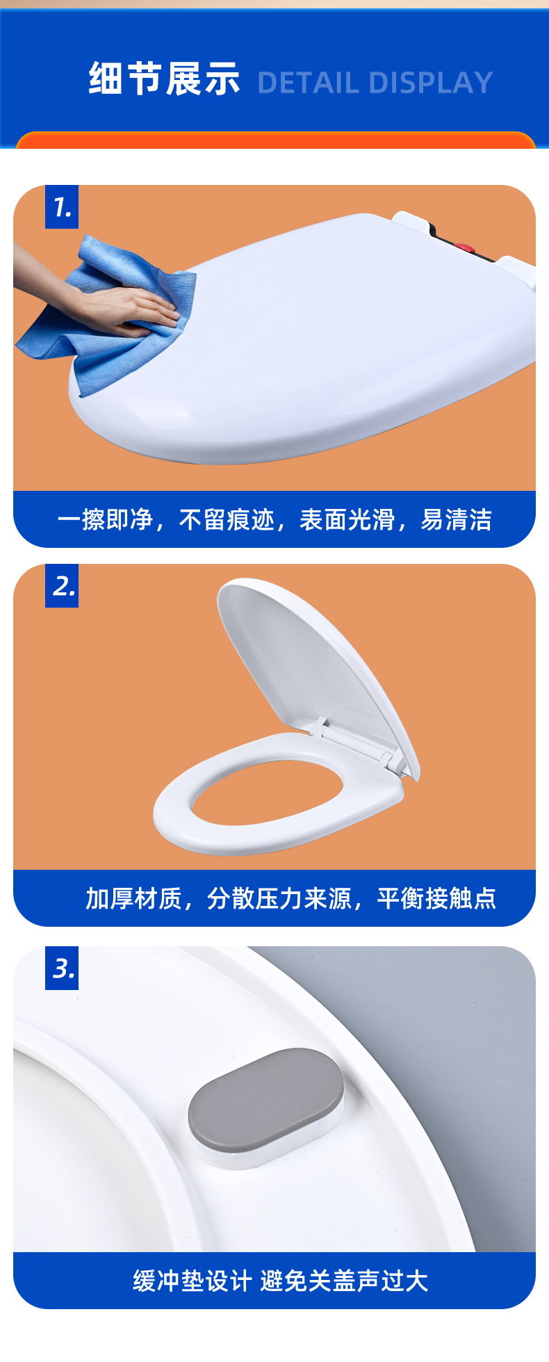 The manufacturer's upper and lower installation toilet seat covers, quick-release toilet seat covers for bathrooms, thickened slow-lowering toilet seat covers undefined