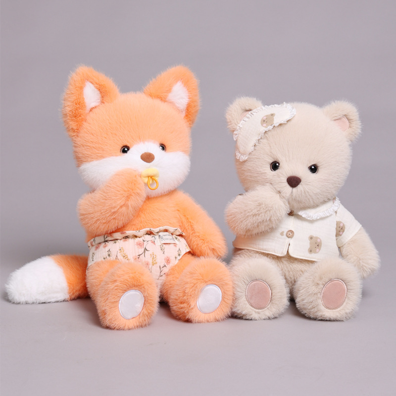 Original Good Night Series Birthday Bear White Rabbit Sleeping Doll Cute Fox Lamb Plush Toy Doll