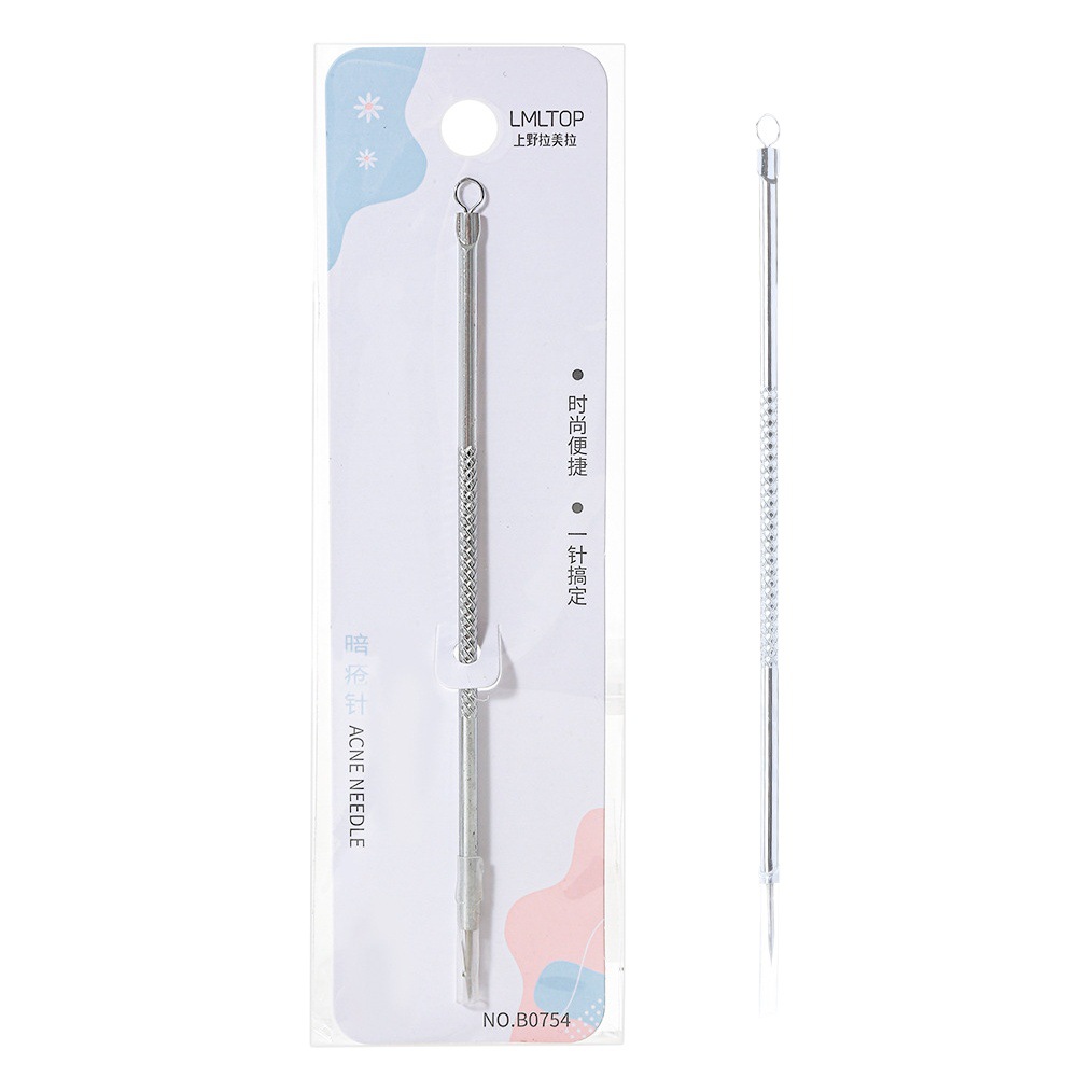 Ramila acné aguja de acero inoxidable blackhead aguja acné belleza aguja acné doble cabeza aguja B0754