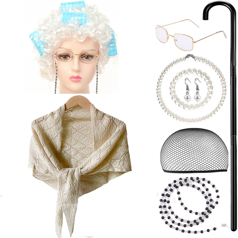 Halloween Hot-Selling Costumes Cos Elderly Grandma Elderly Sketches Performance Decoration
