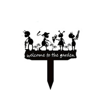 Temu热卖黑色金属蚂蚁地插户外草坪蚂蚁地标可爱庭院装饰品