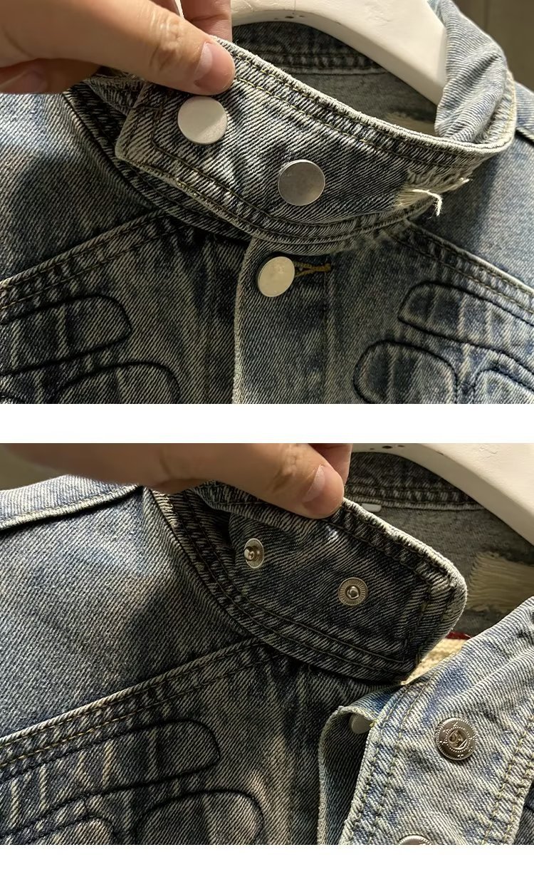 Men's Clothing Spring and Autumn New Slim Fit Ripped Denim Jacket Non Stretch Denim Jacket Top Lapel Jacket Retro Denim Clothes_voghion.com
