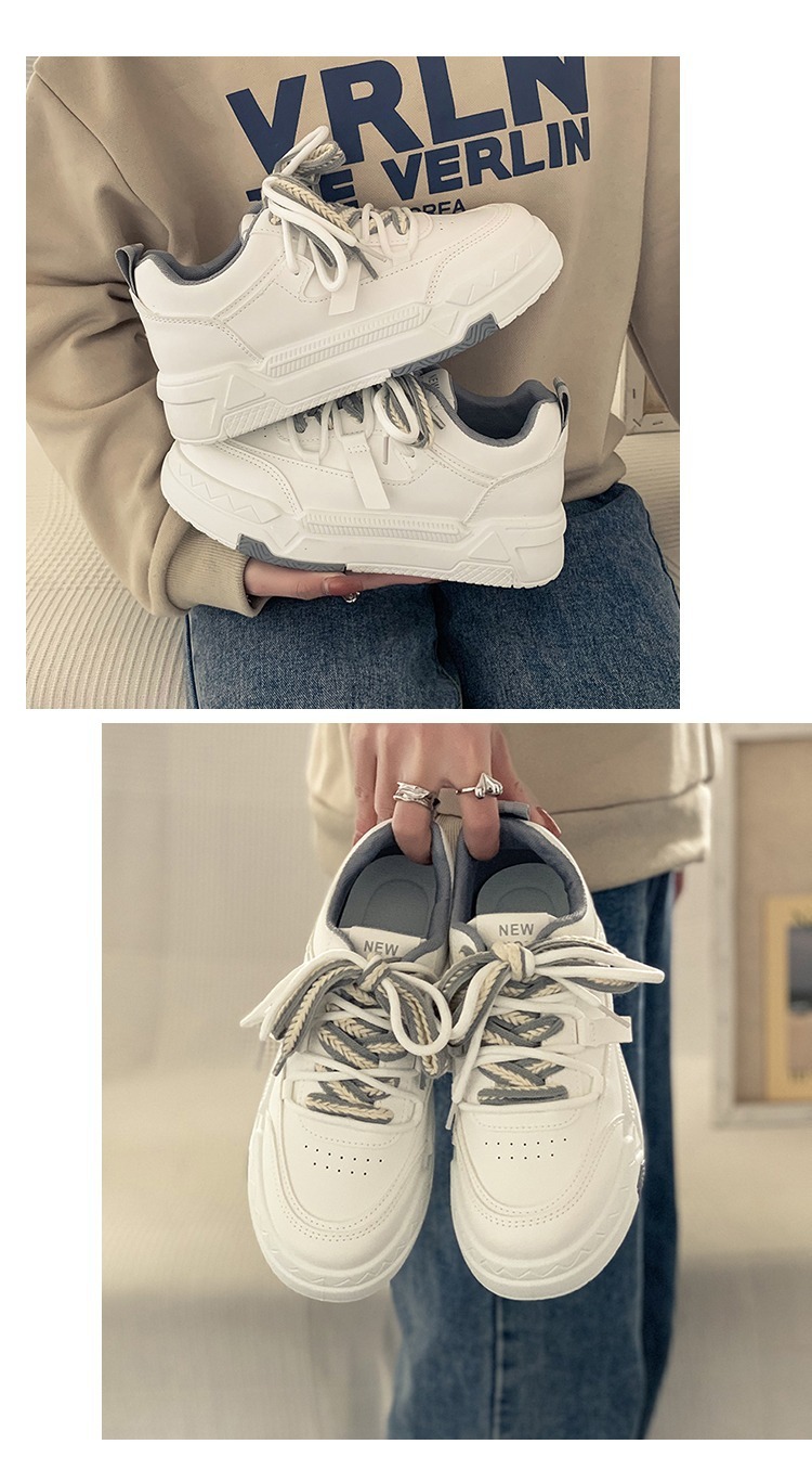 35-43 Übergröße Damen 41 dicke Sohlen vielseitige weiße Frühlingsdesign sportliche und lässige Boardschuhe 42_voghion.com