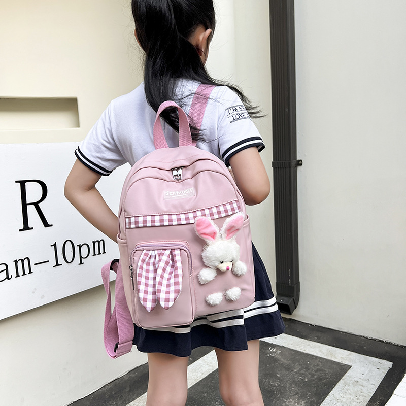 Mochila para niños de Kindergarten niños y niñas de gran capacidad mochila lindo conejito lienzo pequeña mochila bolsa de viaje moda