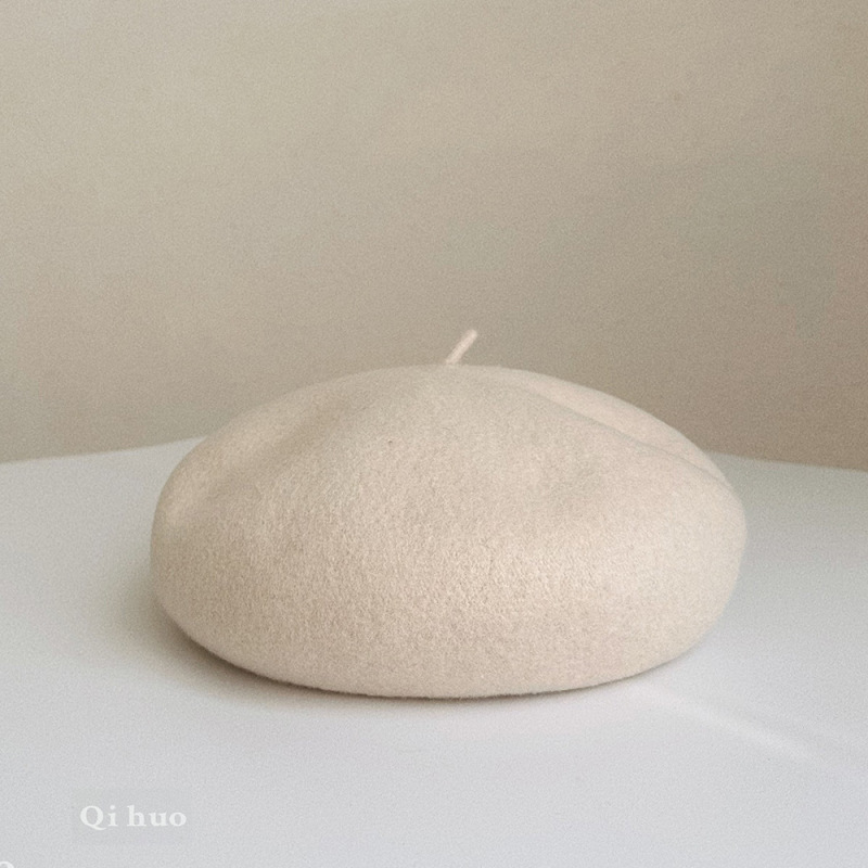 子供秋冬高品質レトロオーストラリアウールベレー帽洋気赤ちゃん画家帽保温凹形帽子|undefined