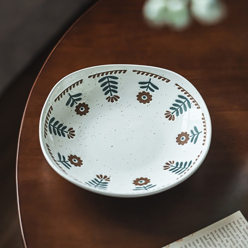 Plato de cerámica de flores exquisitas retro platos de platos