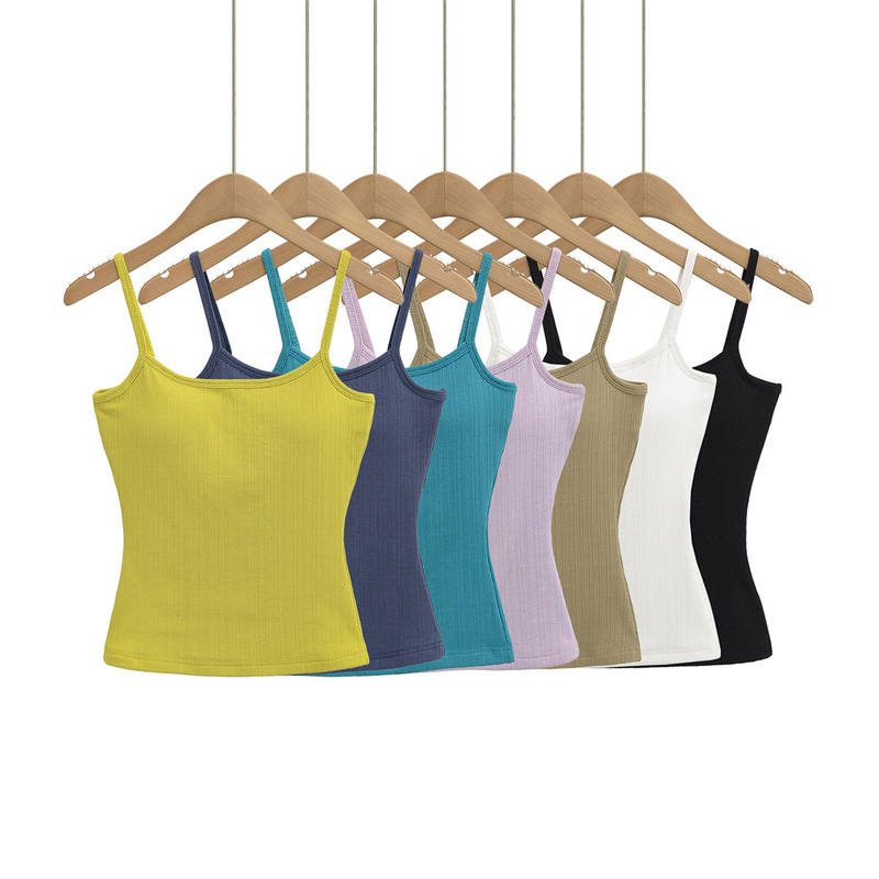 Trendy Spaghetti Strap Crop Top for Women, Spring/Summer New Slim Fit Dopamine Ginger Yellow Tank Top