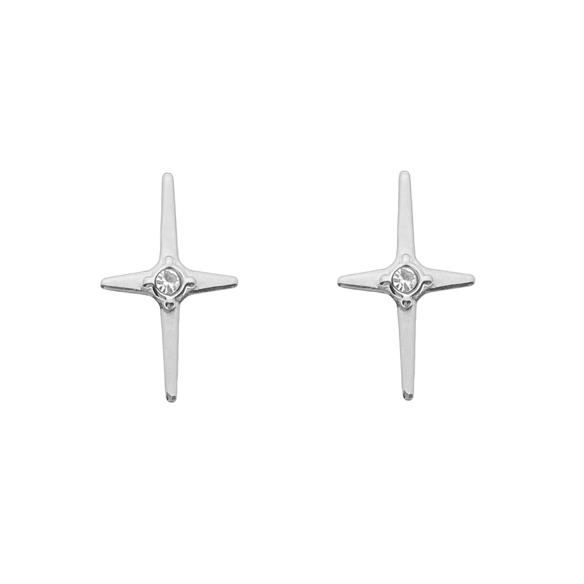 1 Pair IG Style Simple Style Star Inlay Titanium Steel Zircon Ear Studs display picture 5