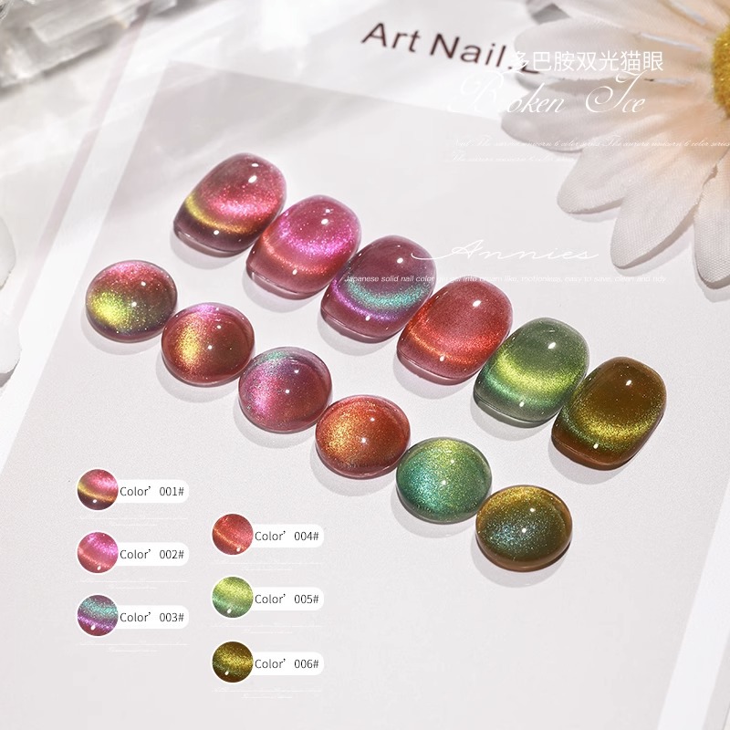 Esmalte de uñas ojo de gato de doble luz de dopamina de moda 2025 nuevo blanqueamiento popular cristal ojo de gato al por mayor.
