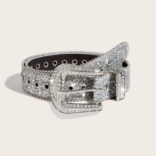 Rhinestone belt women's ins style wide belt decoration European and American fashion personality sequined jeans with versatile design