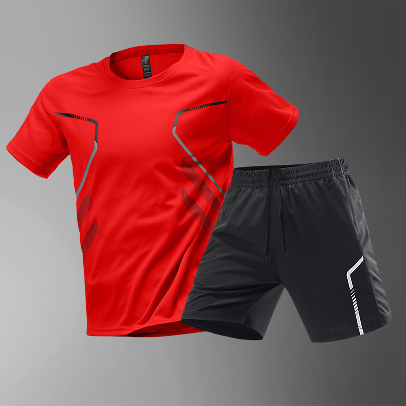 Traje de ropa deportiva de seda de hielo para hombres corriendo ropa de secado rápido camiseta pantalones cortos de manga corta ropa de entrenamiento de fútbol de fitness de verano