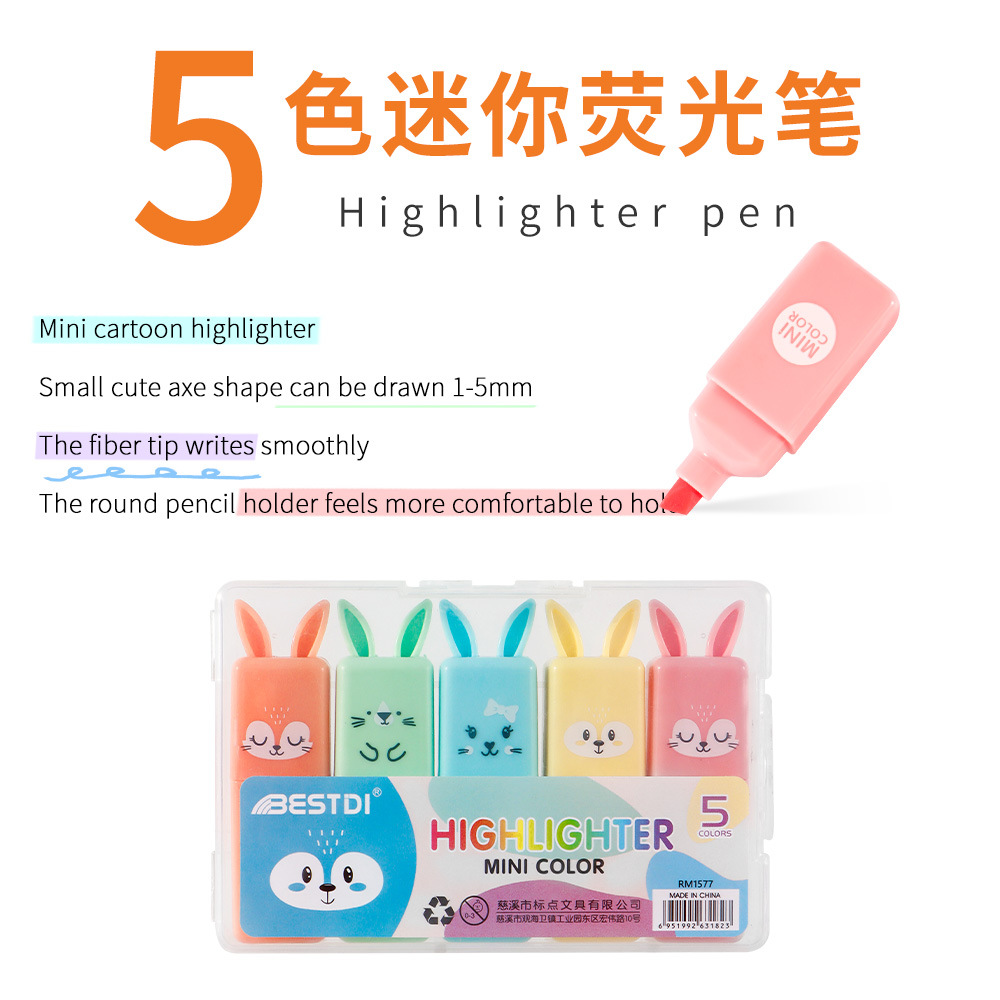 Mini conejo creativo puntero de resaltador de estudiantes cuentas de mano DIY marcador de color macaron puntero de resaltador