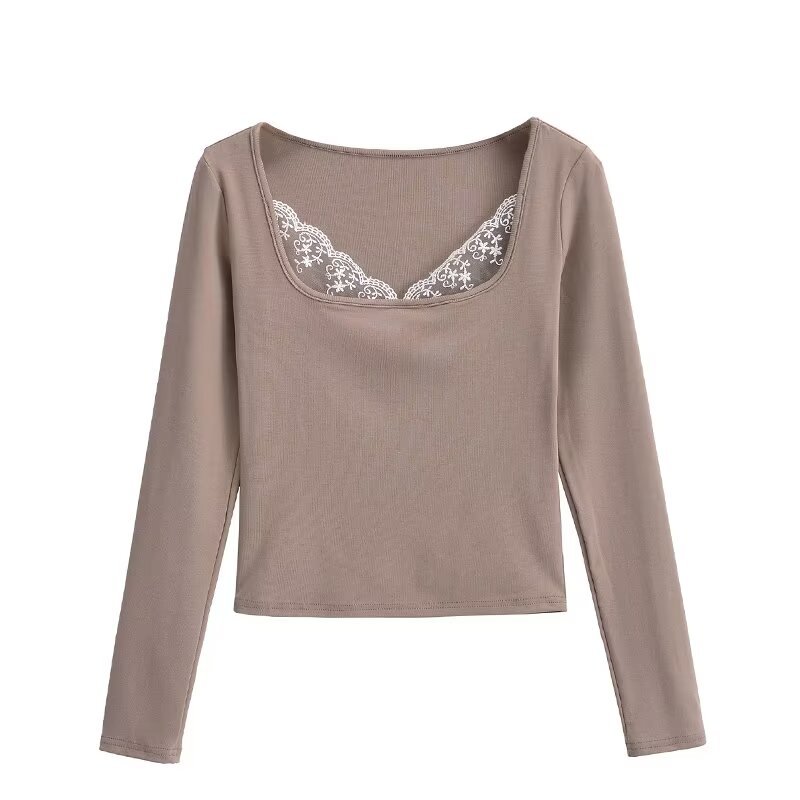 Sexy short elastic fitted lace long-sleeve