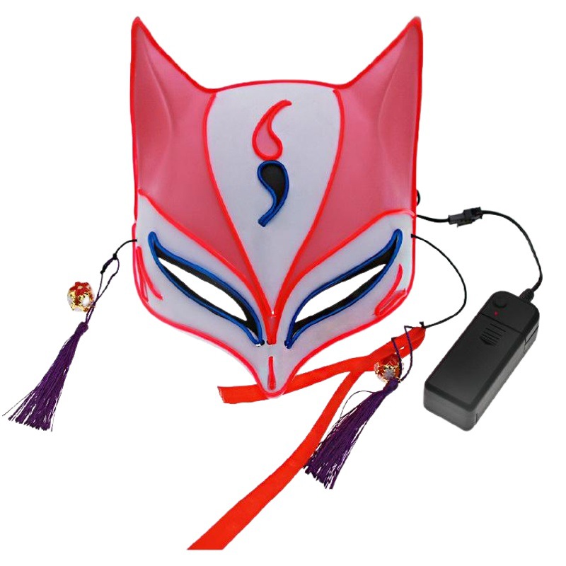 Transfronterizo Jiannian EL Fox Yin Yangshi luminosa fortaleza de Halloween carnaval noche viento zorro demonio intermitente máscara nocturna