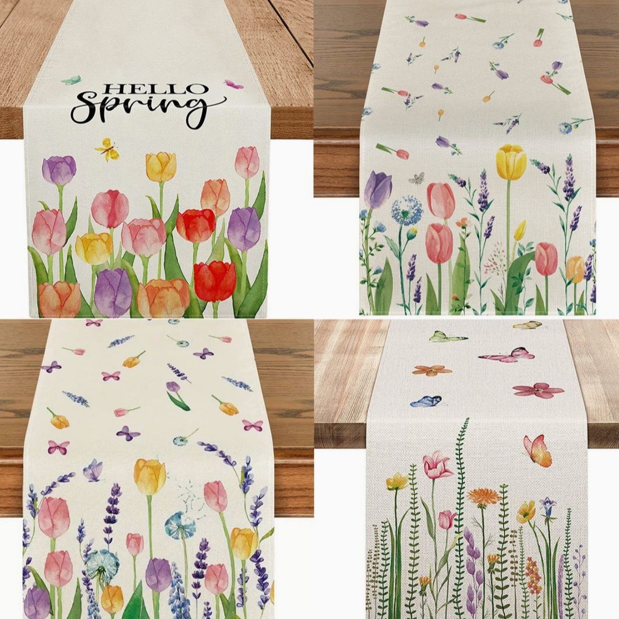 Amazonas transfronterizas caliente primavera bandera de mesa planta flores Inglés sala de estar decoración lino bandera de mesa