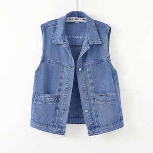 Plus Size Casual Denim Vest for Women 2025 Spring and Autumn New Loose Versatile Pocket Vest Outerwear Trendy