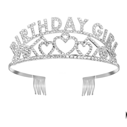 Shimmering Diamond Birthday Crown BIRTHDAY GIRL Party Decor Crown Headband Ballroom Shoulder Headpiece Set