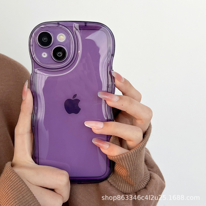 Wavy Edge Bubble Shell Cross-border Applicable Apple 16PRO Fine Hole iPhoneXR/12 Soft Shell Ivory White Protective Cover