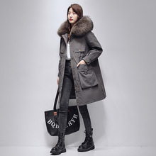 海宁派克服女2025年冬季新款年轻款獭兔毛内胆可拆卸皮草外套连帽