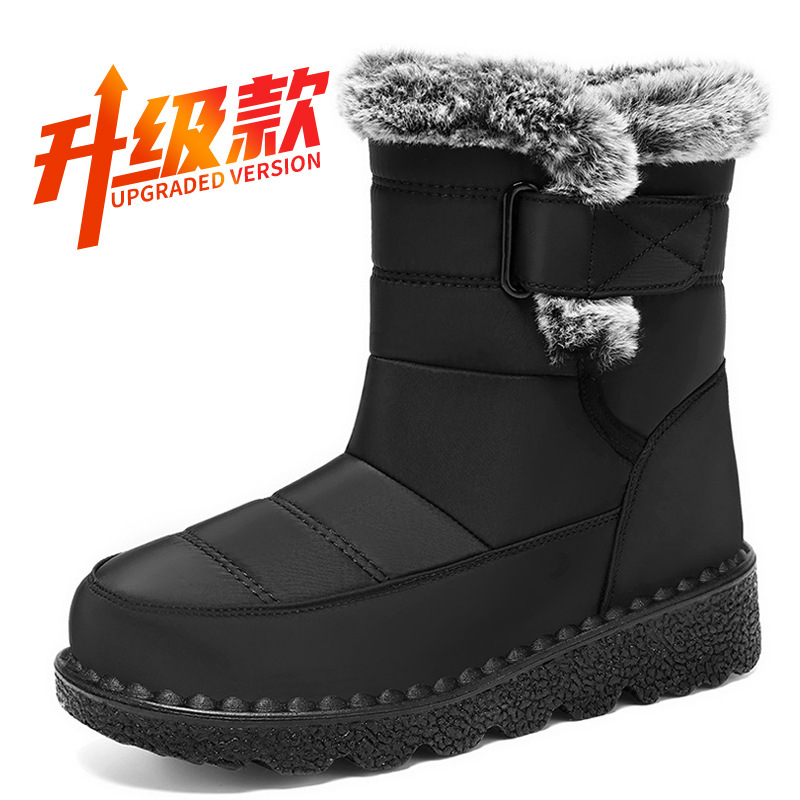 Botas de nieve de invierno para mujeres nuevas zapatos de algodón de alta resistencia al frío de gran tamaño de comercio exterior y terciopelo grueso calentamiento al por mayor zapatos de algodón de ancianos