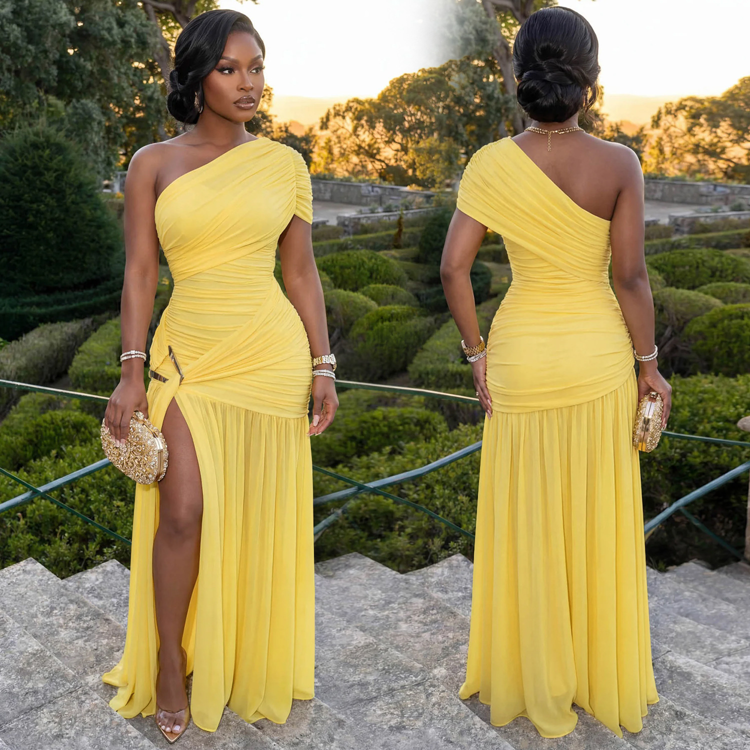 Modisches Damen Kleid Mit Asymmetrischem Ausschnitt Sexy_voghion.com