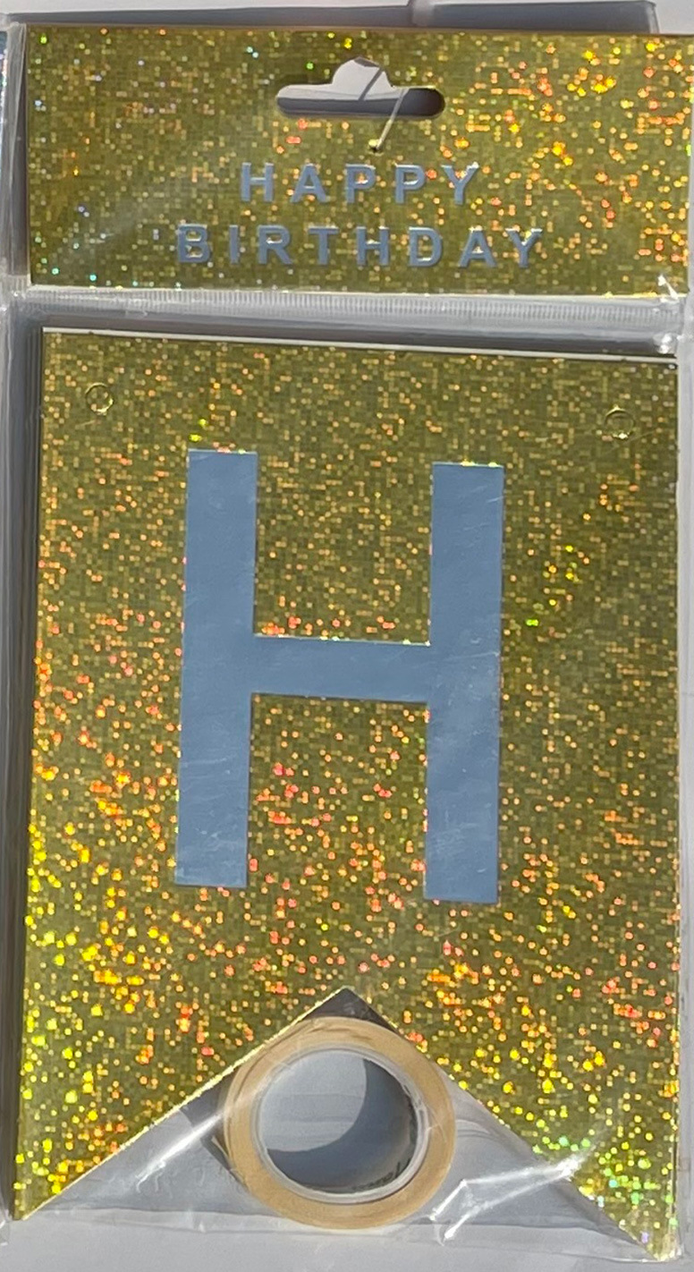 HAPPY BIRTHDAY fiesta de cumpleaños en inglés diseño diagonal de bandera de cola de mermaid letras banderas de color