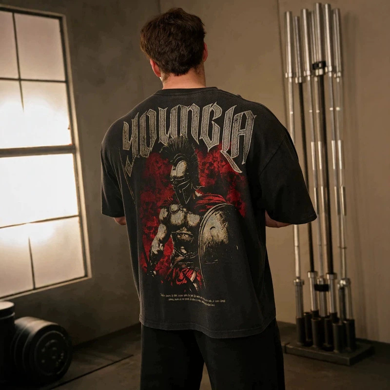 Youngla Co-Branded Axelmartinez Men's Loose T-Shirt Muscle Sports Fitness Half-Sleeved Casual Short-Sleeved Shirt Youngla Co-Branded Axelmartinez Men's Loose T-Shirt Muscle Sports Fitness Half-Sleeved Casual Short-Sleeved Shirt