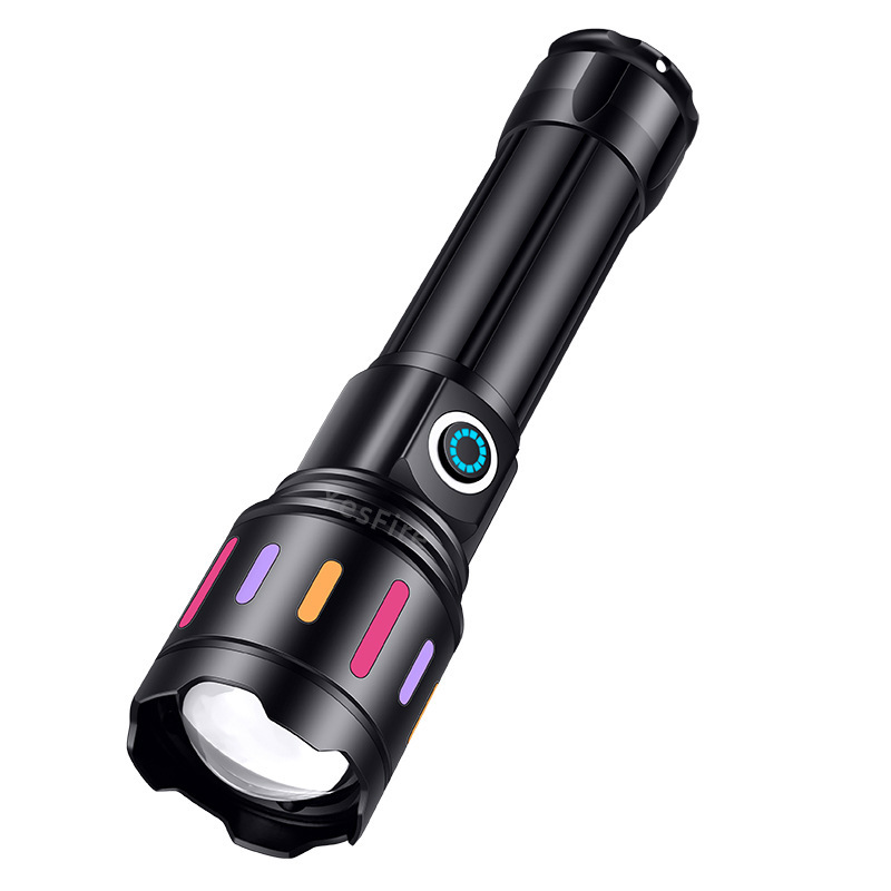 クロスボーダー新型強光懐中電灯Type-c充電超亮戸外遠射超長航続多機能懐中電灯|undefined