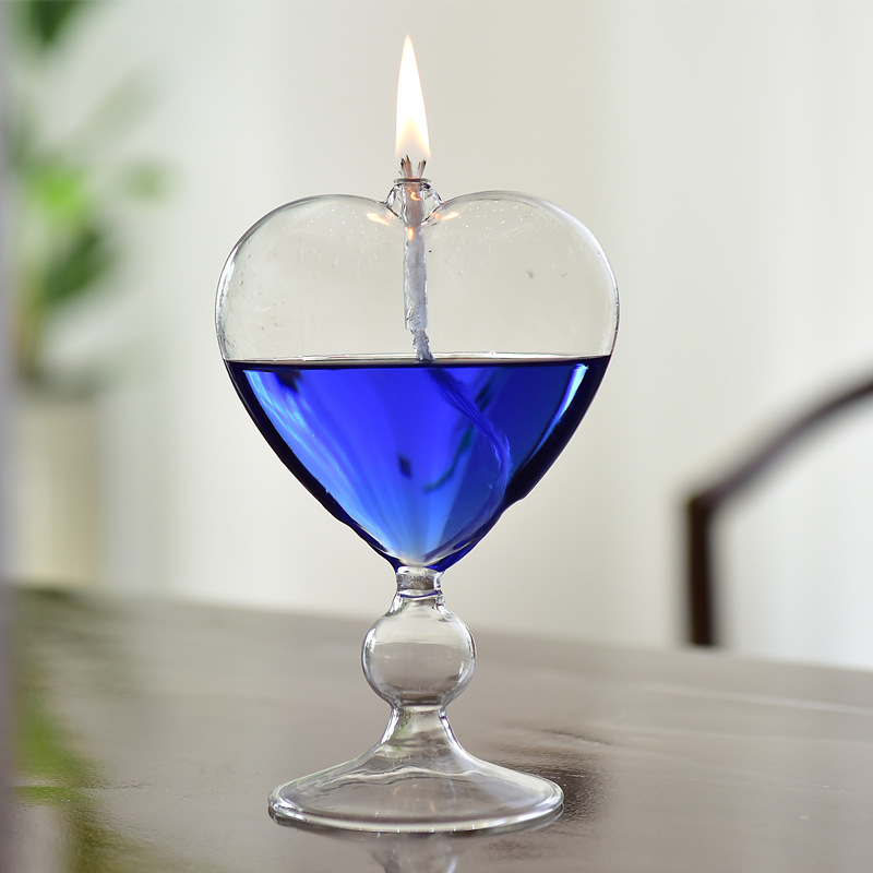 Creativo de cristal transparente amor lámpara aceite especial regalo boda en lugar del candelero decoración casera creativa europea