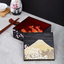 富士山日式单层寿司盒点心盒饭盒日料打包盒烫金漆盒礼盒