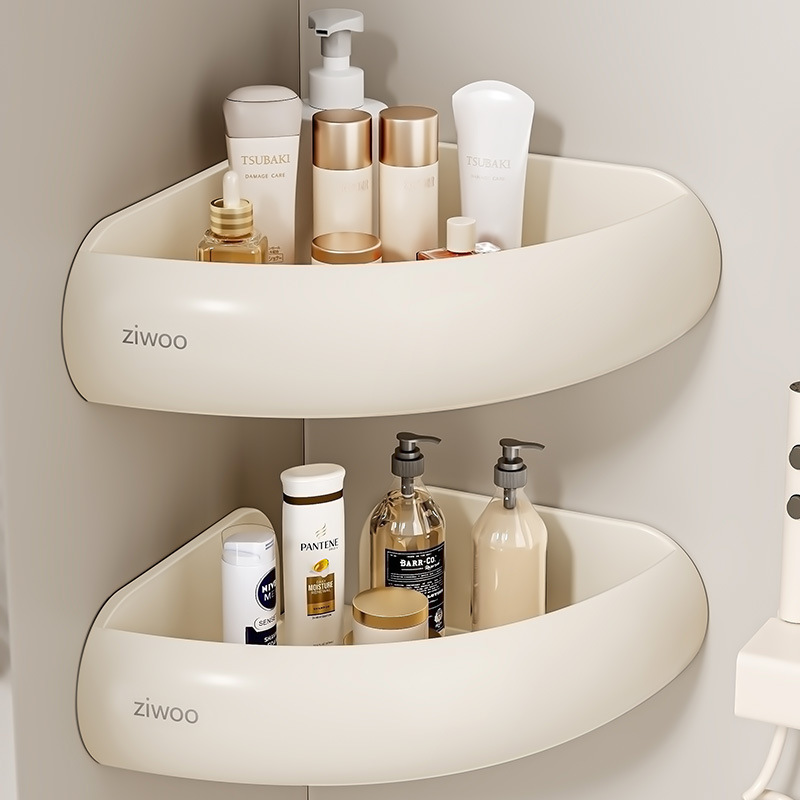 Bathroom Cabinet Storage Rack, Triangular Basket Rack, Wall-Mounted, No-Drill Corner Storage Rack for Bathroom, No-Drill Storage Rack