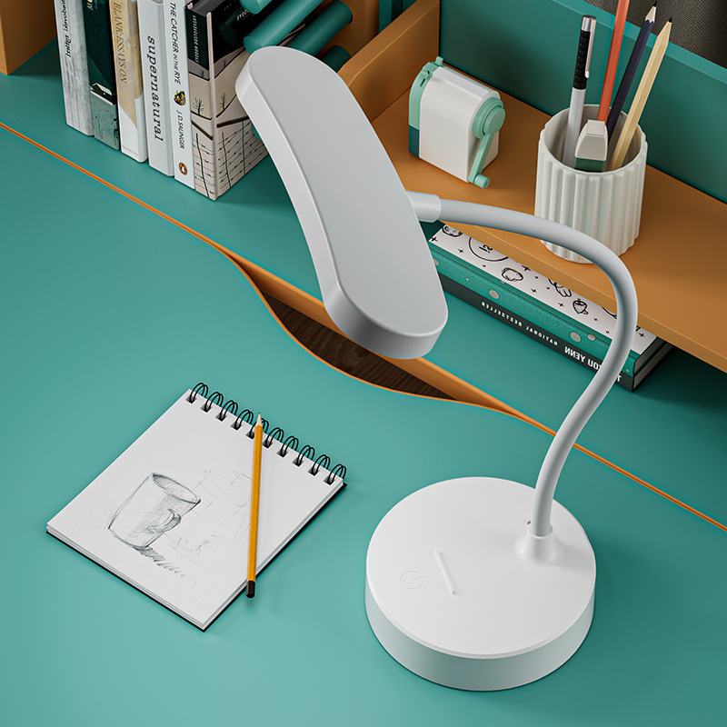 Estudiantes de lectura y aprendizaje lámpara de protección de ojos dormitorio lámpara de escritorio base redonda lámpara de escritorio pequeña lámpara de escritorio USB lámpara de cabecera de oficina inteligente ahorro de energía
