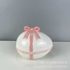 厂家直销陶瓷彩蛋复活节手绘陶瓷彩蛋工艺品复活节鸡蛋首饰盒摆件