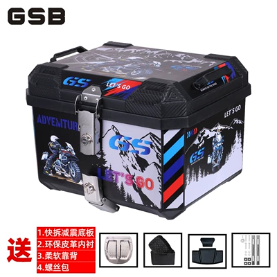 Motorcycle trunk | rear trunk large universal - 45l-ultimate-edition-black-mountain-peak-lining-soft-backrest