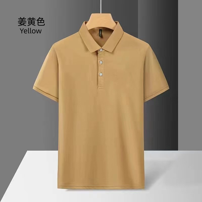Negocios Camisa de polo de comercio exterior Camiseta de manga corta para hombres solapa suelta verano gama alta TikTok popular Ice Silk Plus size top