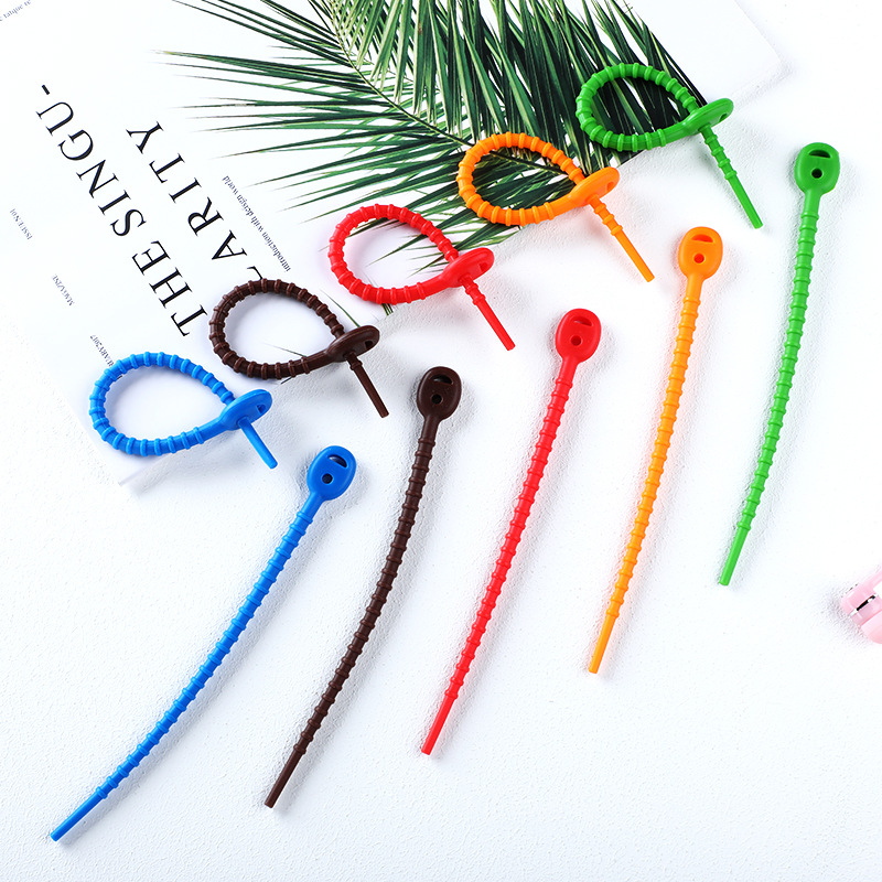 硅胶扎带封口绳硅胶扎带绑带数据线收纳带食品密封带创意理线器