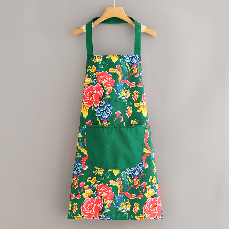 Delantal de estilo étnico de lona de moda, cocina casera, transpirable y antiincrustante, cocina, cintura resistente a la suciedad, ropa de trabajo de granja femenina