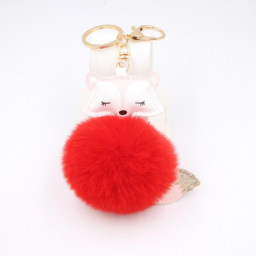 New Product Fox Pu Leather Plush Bag Keychain Fox Head Doll Toy Fur Ball School Bag Pendant Pendant display picture 22