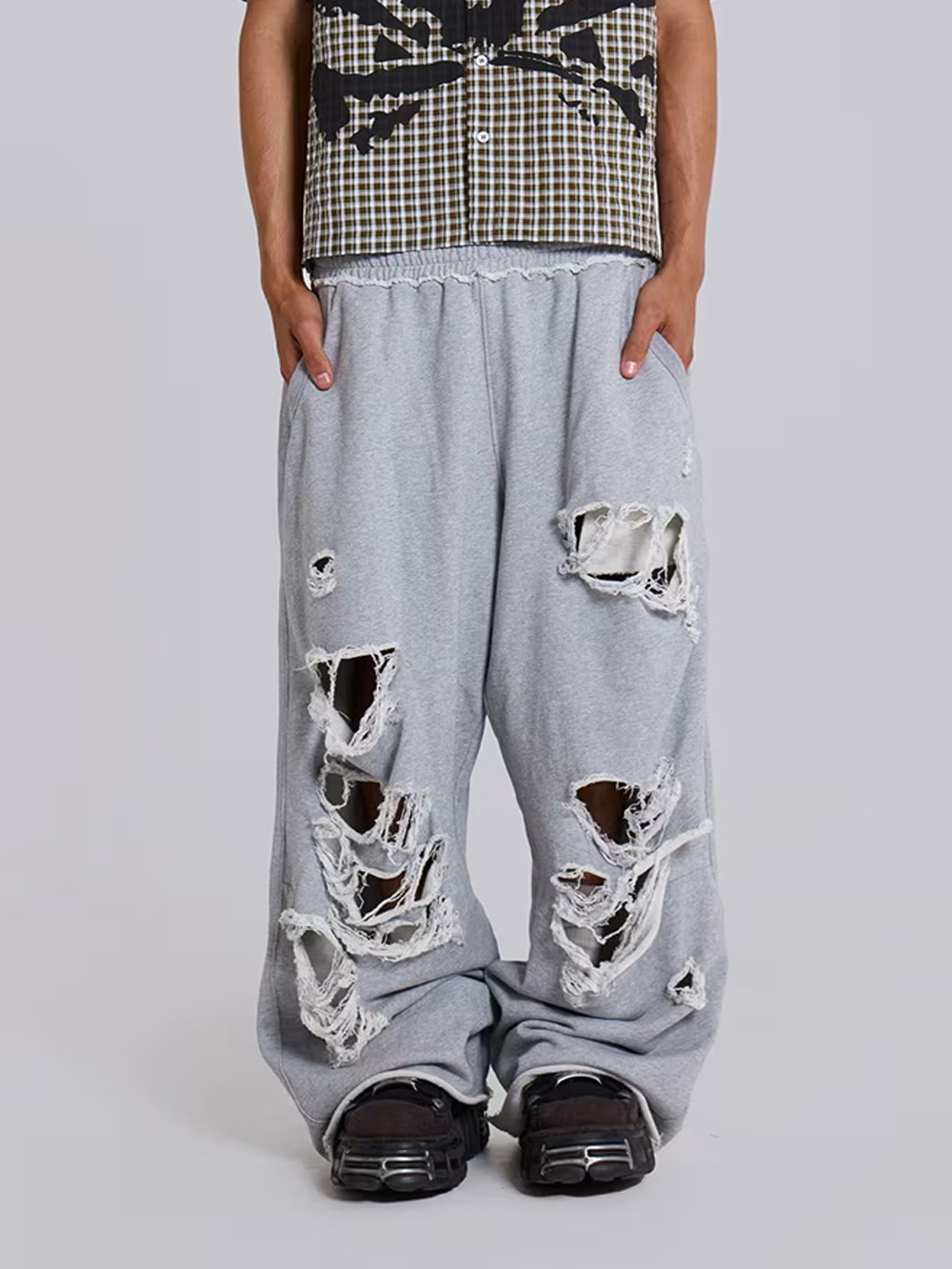 Comercio exterior exclusivo para piernas anchas, pantalones de verano de algodón de cintura alta, pantalones deportivos casuales de pulverización de color.