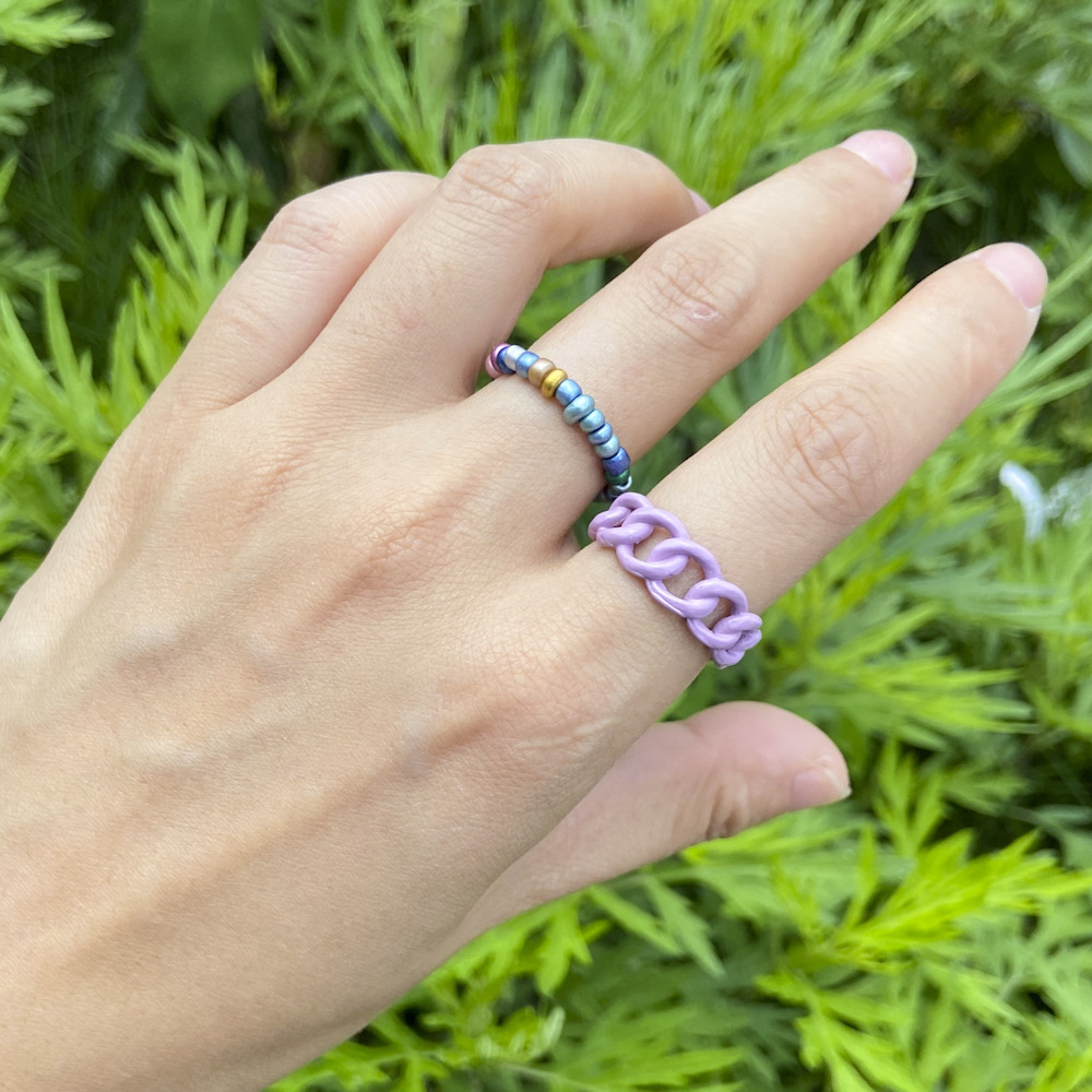wholesale jewelry color rice bead alloy ring set Nihaojewelry