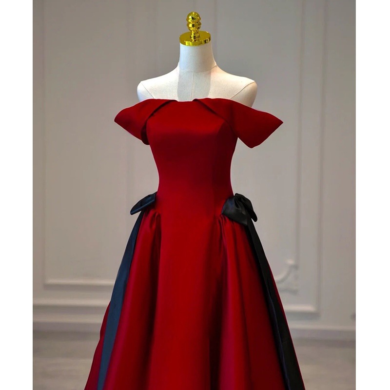 Vestido de satén de un solo hombro para mujer, estilo tostado, para otoño 2025, para novia, compromiso, boda, regreso a casa, estilo ligero y lujoso, sencillo