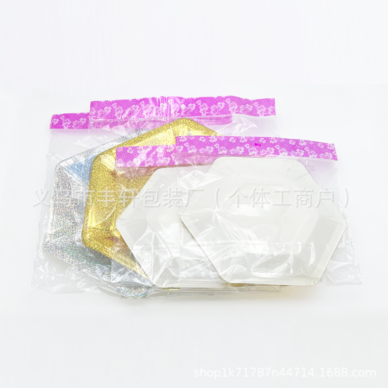 Plato de papel desechable transfronterizo de 7 pulgadas 9 pulgadas plato de papel de postre tarjeta blanca hexagonal de radio placa de forma especial fábrica directa