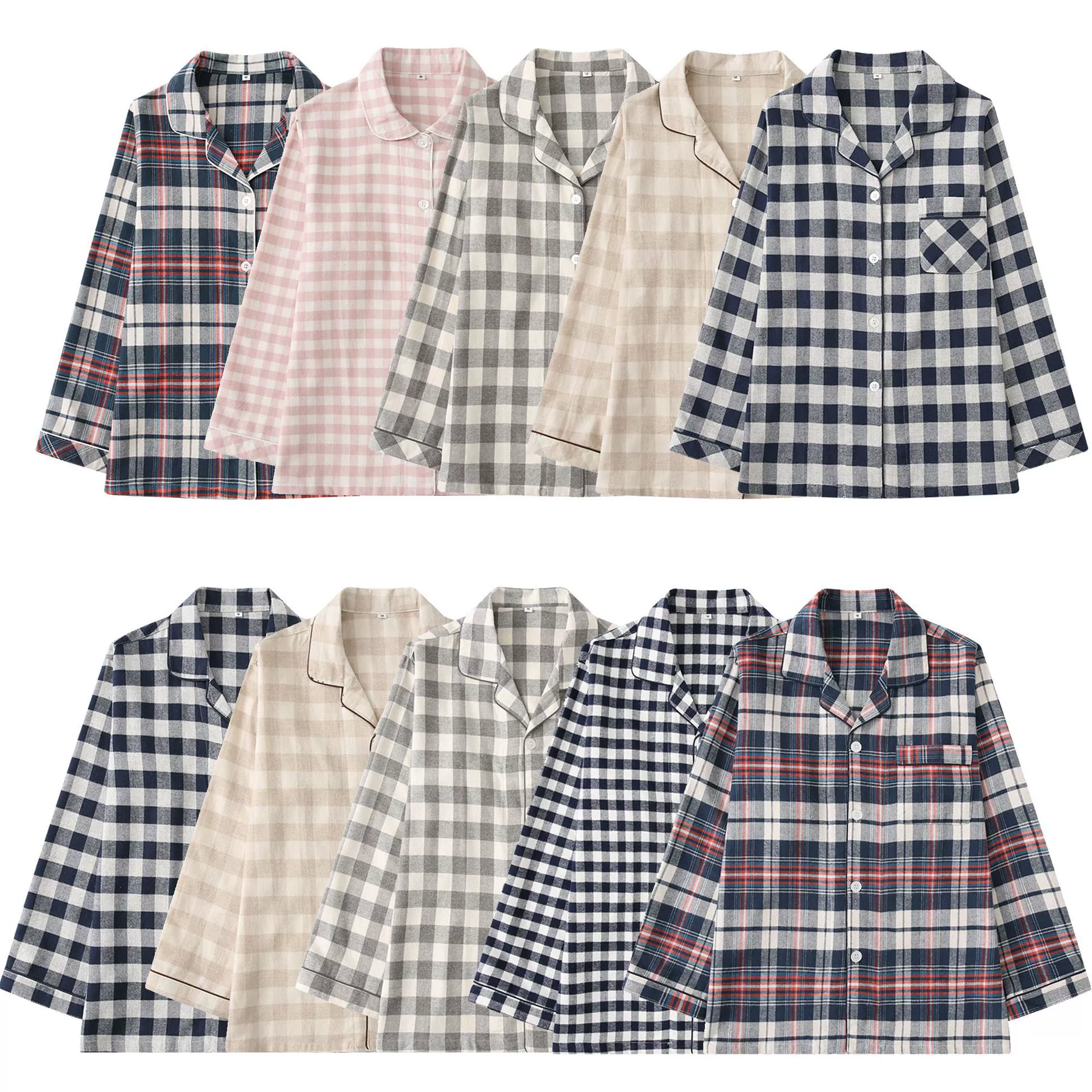 Цельные пижамы MUJI в японском стиле для мужчин и женщин, весенние, осенние и зимние, полностью хлопковые бархатные топы с длинными рукавами для пар.