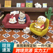 跨境新款地板摆件复古地板复古咖啡馆印度猫女仆猫桌面摆件道具